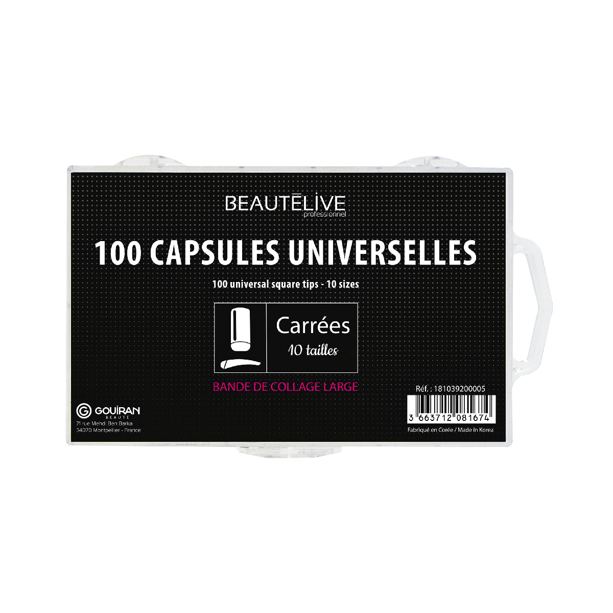 Capsules pour ongles avec bandes de collage large x100