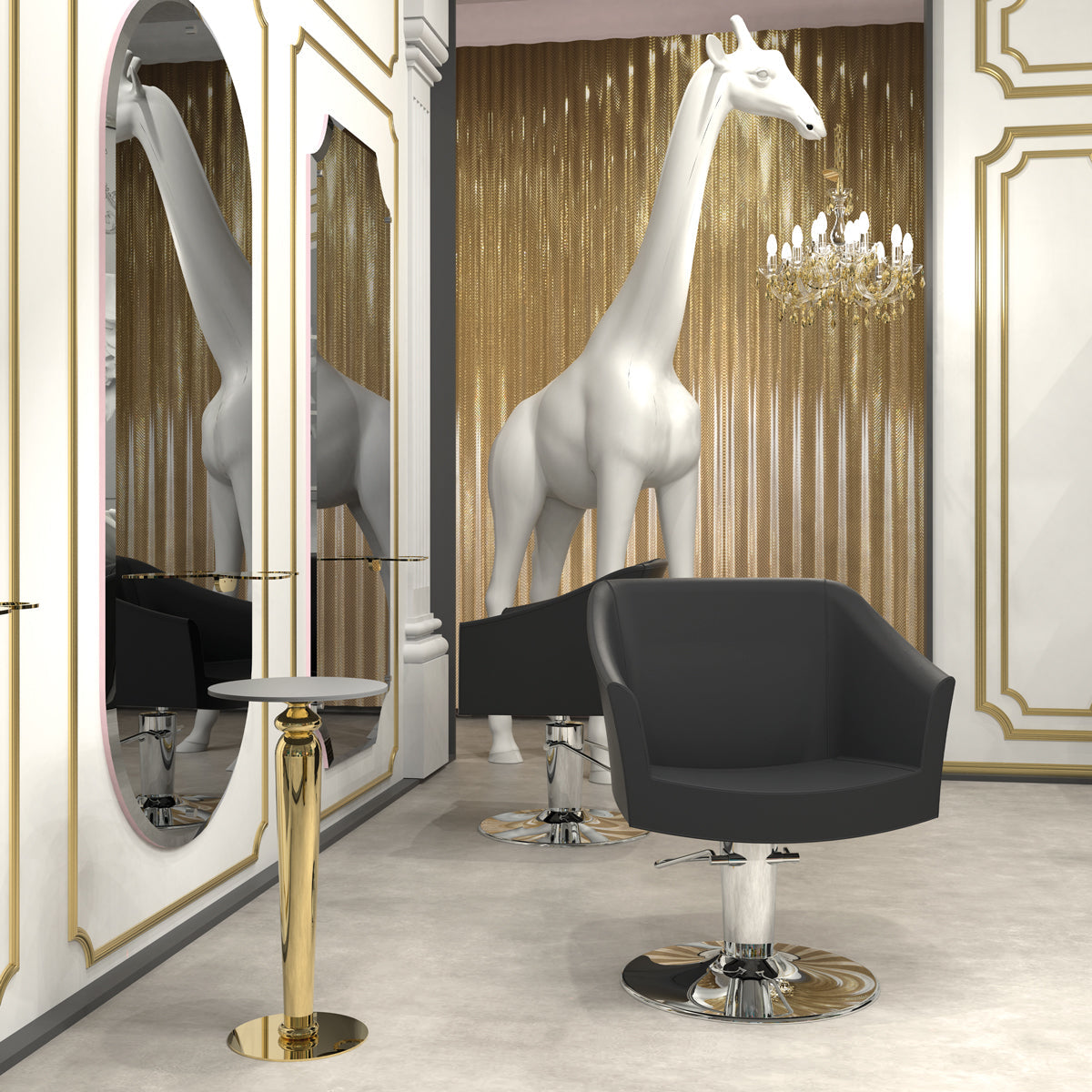 Fauteuil GALA base ronde skaï noir 008C