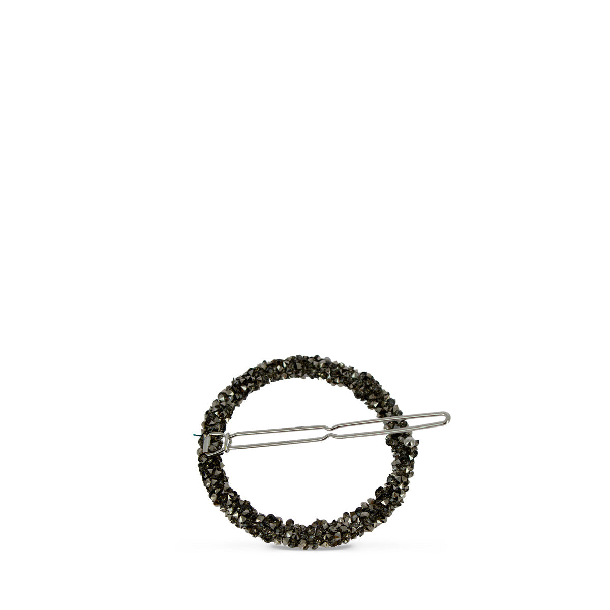 Barrette Ronde Noire Strass