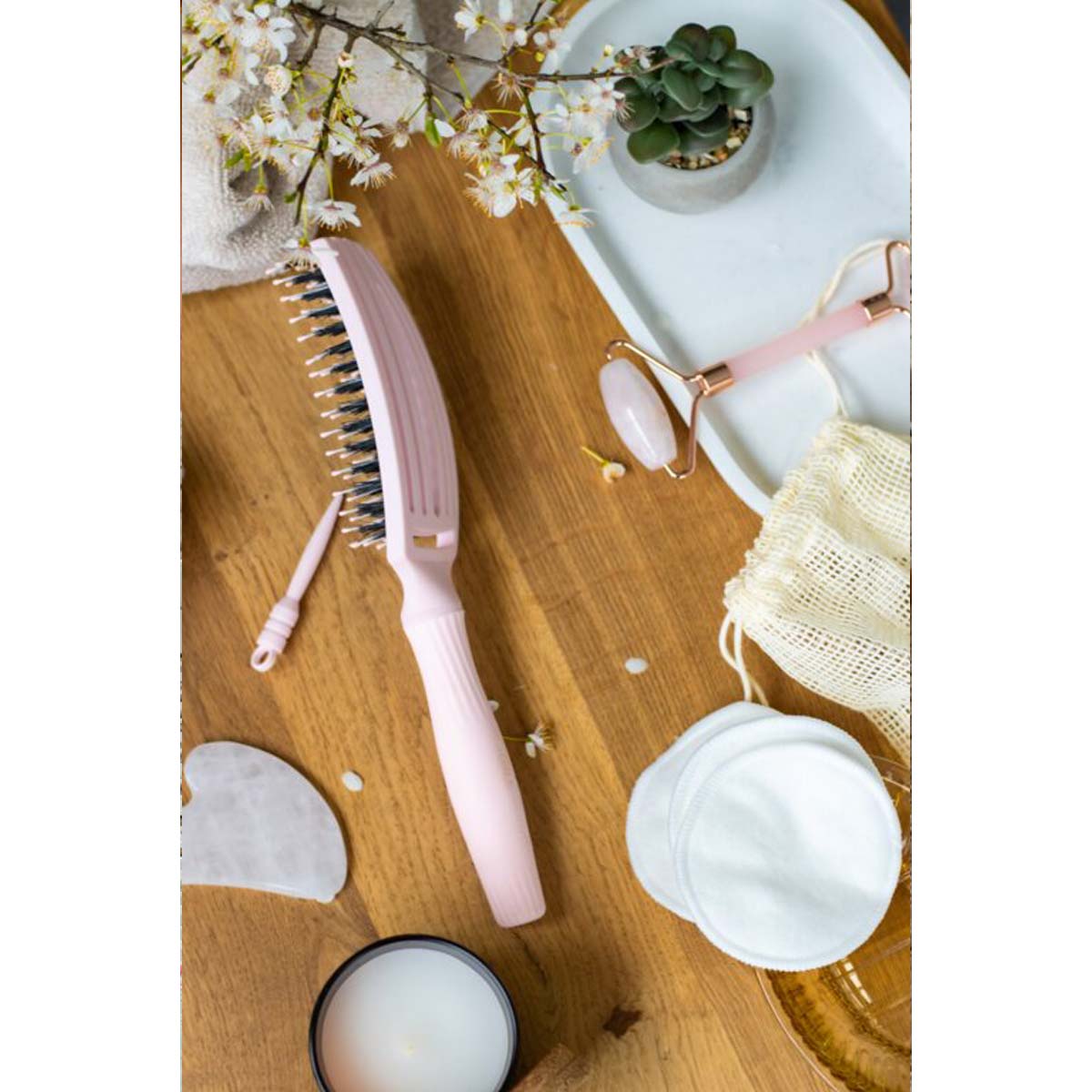 Brosse FINGERBRUSH CARE ICONIC Pastel Pink Sanglier & Nylon Taille M