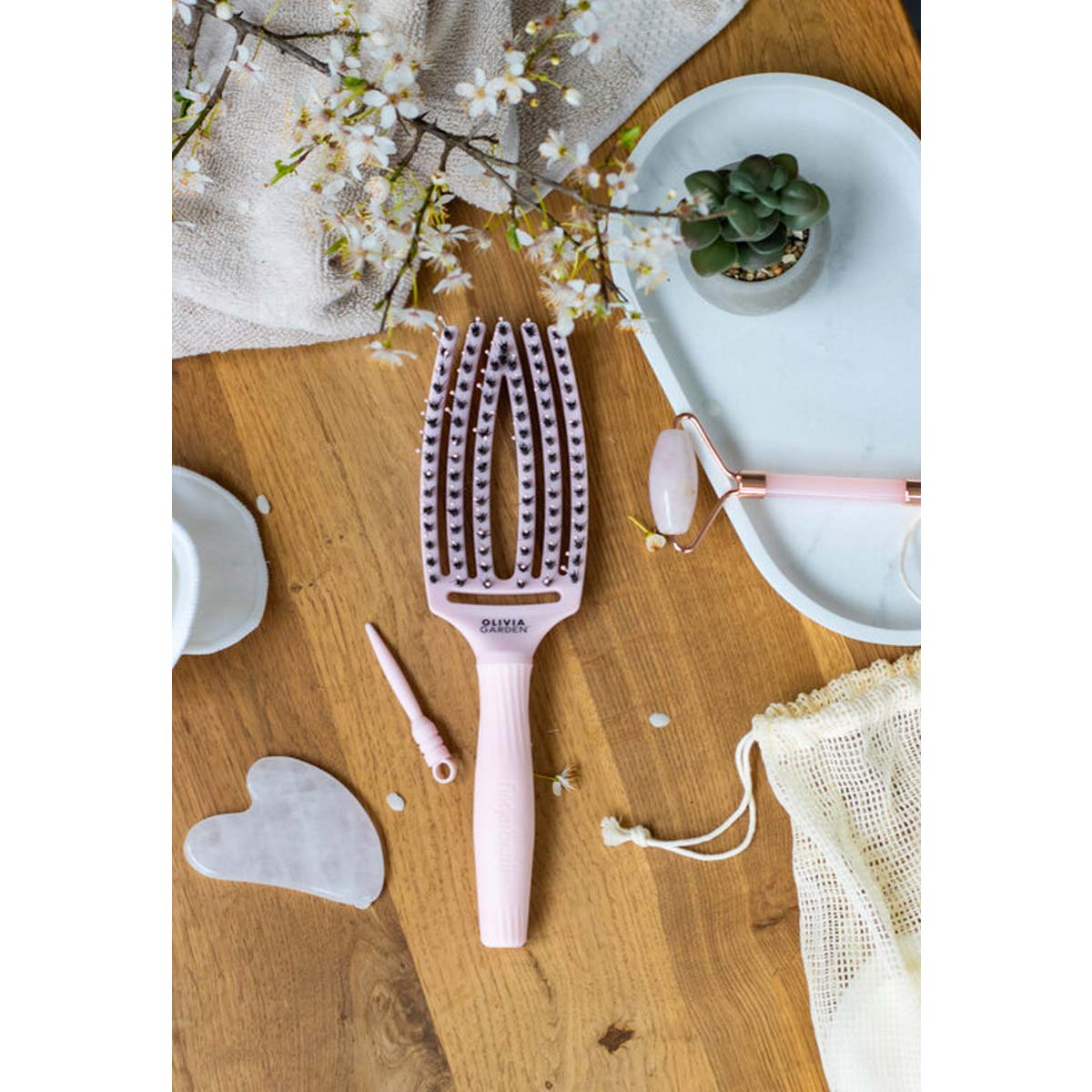 Brosse FINGERBRUSH CARE ICONIC Pastel Pink Sanglier & Nylon Taille M