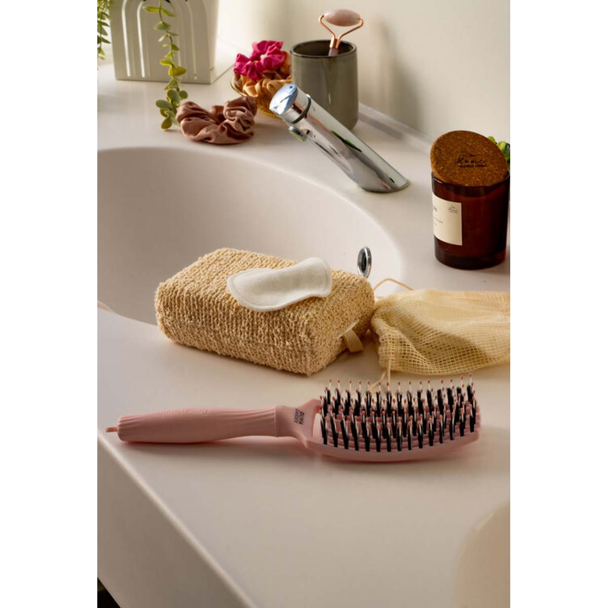 Brosse FINGERBRUSH CARE ICONIC Pastel Pink Sanglier & Nylon Taille M