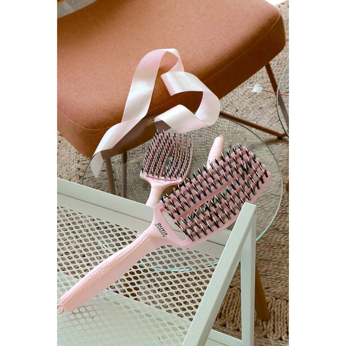 Brosse FINGERBRUSH CARE ICONIC Pastel Pink Sanglier & Nylon Taille M