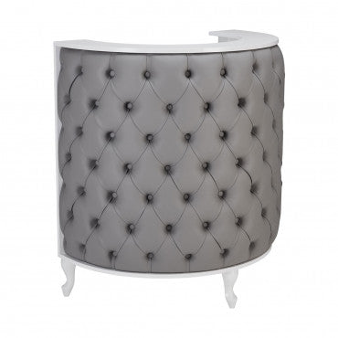 Caisse ROYAL I Arrondie Matelassée avec Boutons  Structure Blanc Gloss