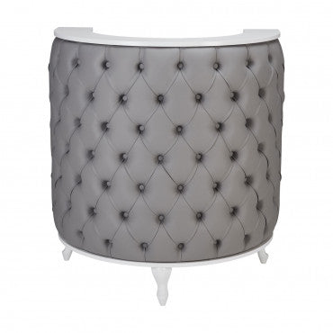 Caisse ROYAL I Arrondie Matelassée avec Boutons  Structure Blanc Gloss