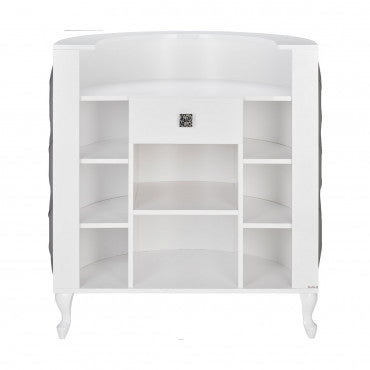 Caisse ROYAL I Arrondie Matelassée avec Boutons  Structure Blanc Gloss