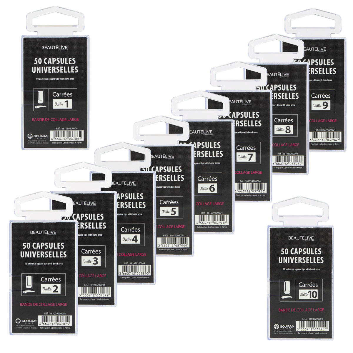 Capsules pour ongles naturelles universelles carrées x50