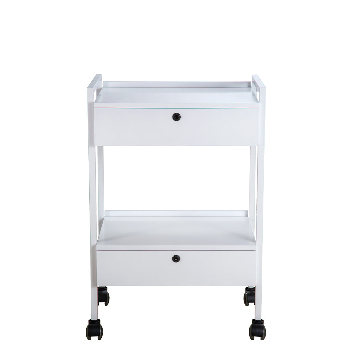 Trolley Blanc Roulettes 2 Tiroirs