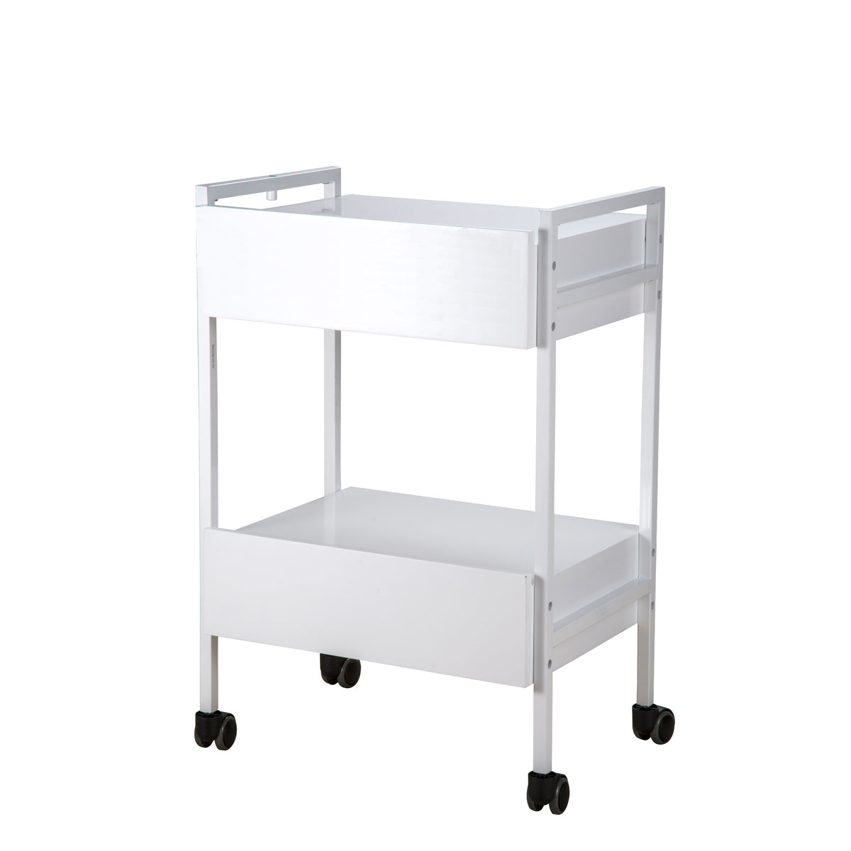 Trolley Blanc Roulettes 2 Tiroirs