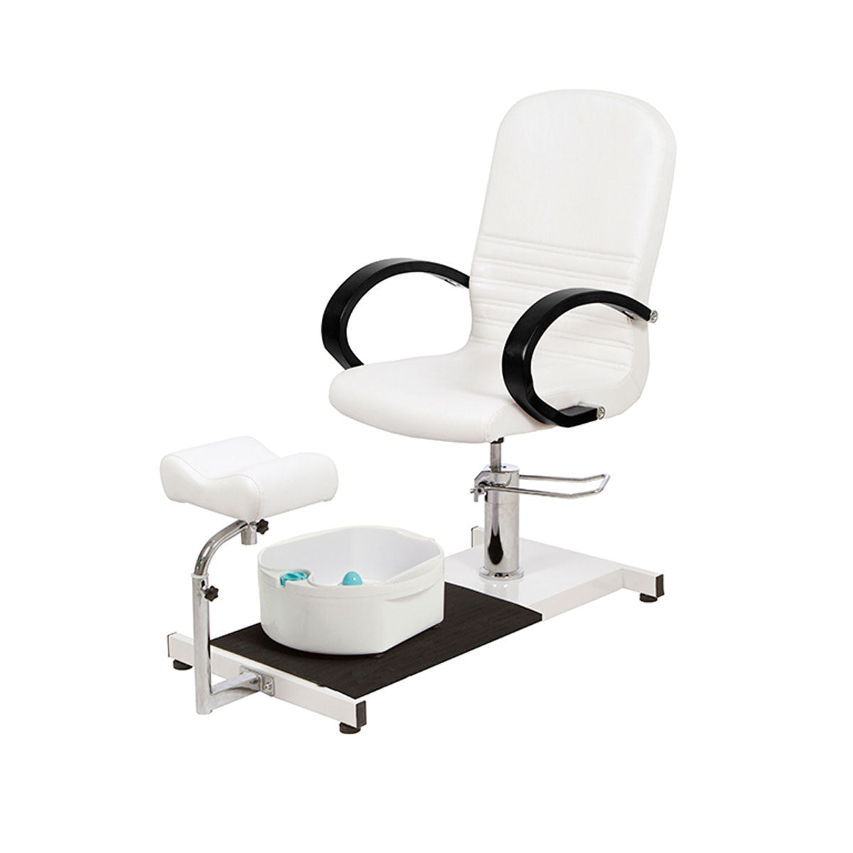 Fauteuil Pédicure ASTRA Blanc Accoudoirs Bois Wengé