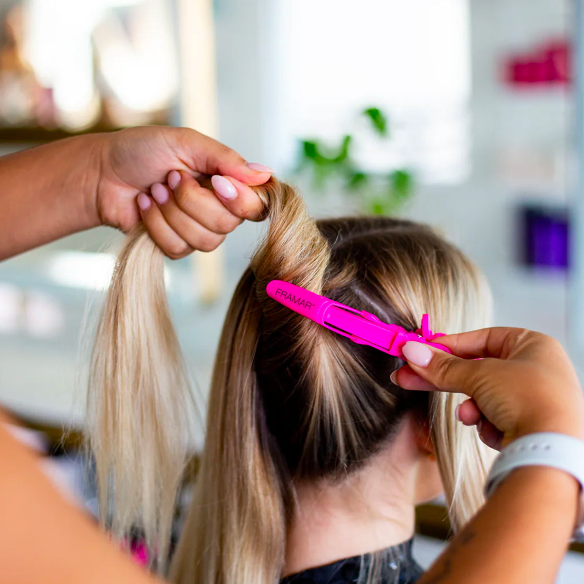 Pince Sépare-mèches Crocodile Rose x4